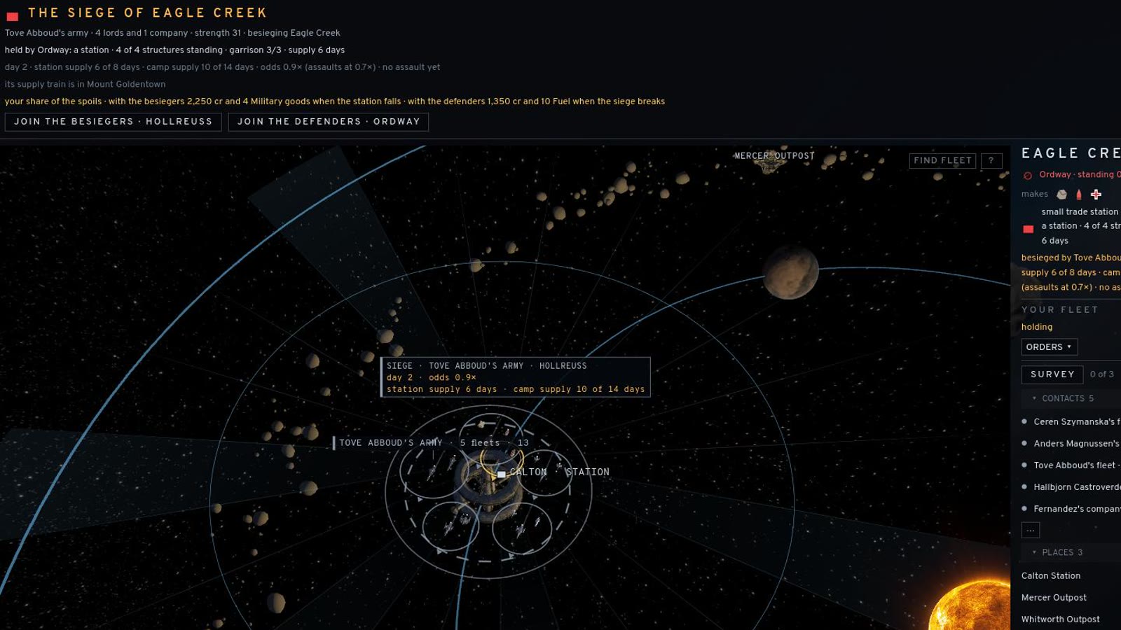 The system map during the siege of a station